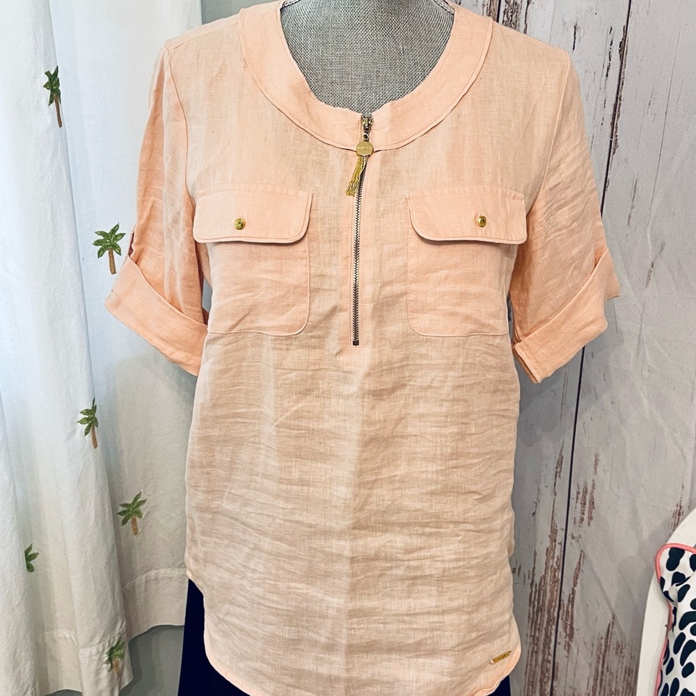 Ellen Tracy Linen Tunic Top Small